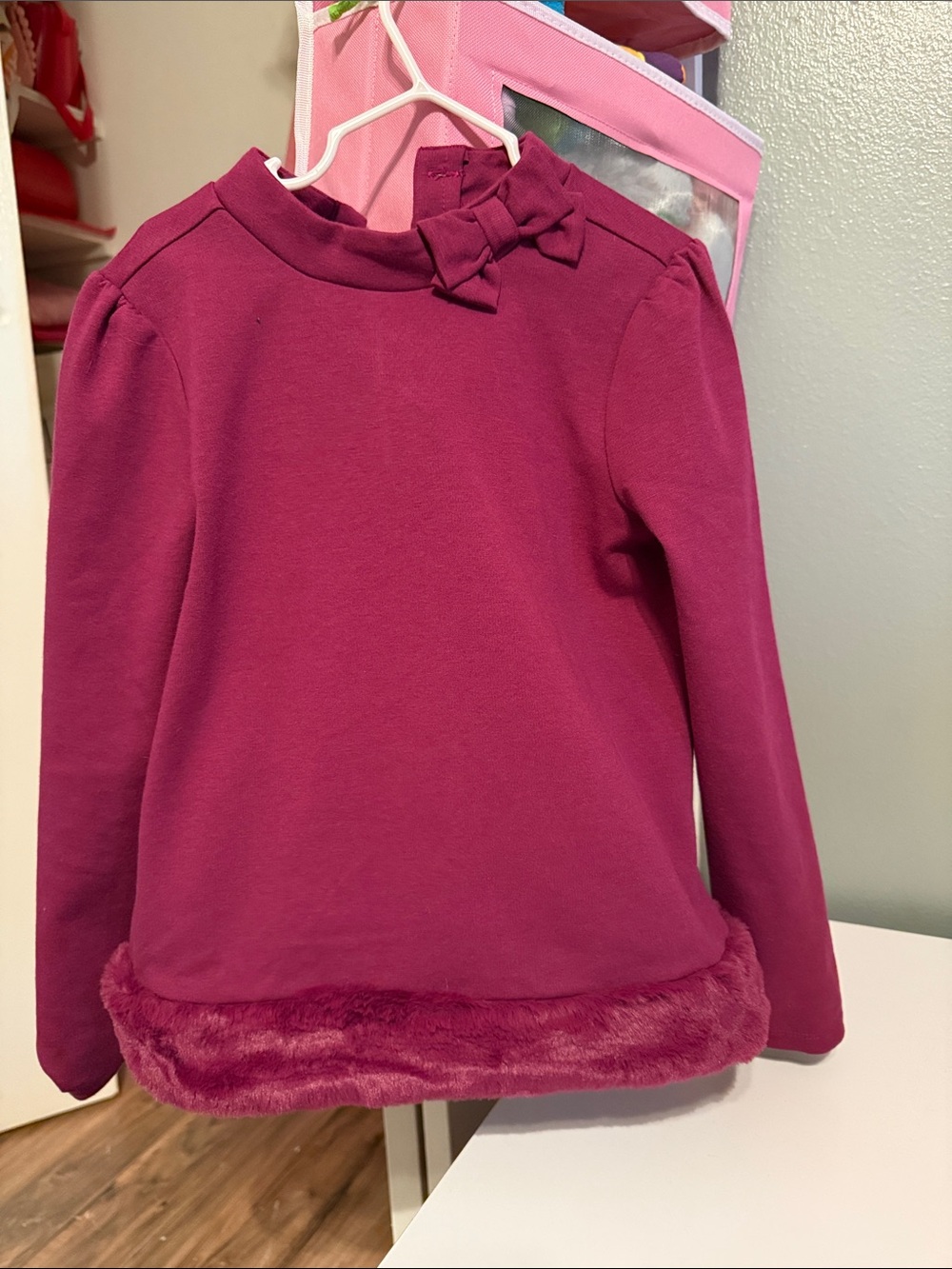 Janie and Jack Deep Fuchsia Long-Sleeve Top with Bow